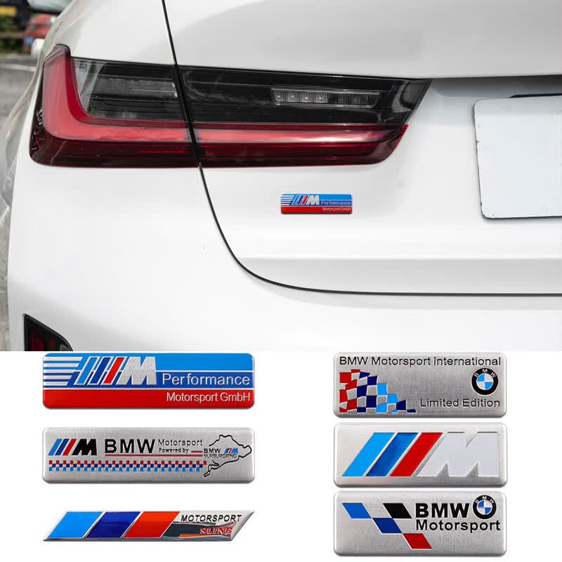 适用于宝马叶子板侧标BMW标志M标车贴改装金属车标划痕尾标装饰贴 宝马铝贴【长条形12款】