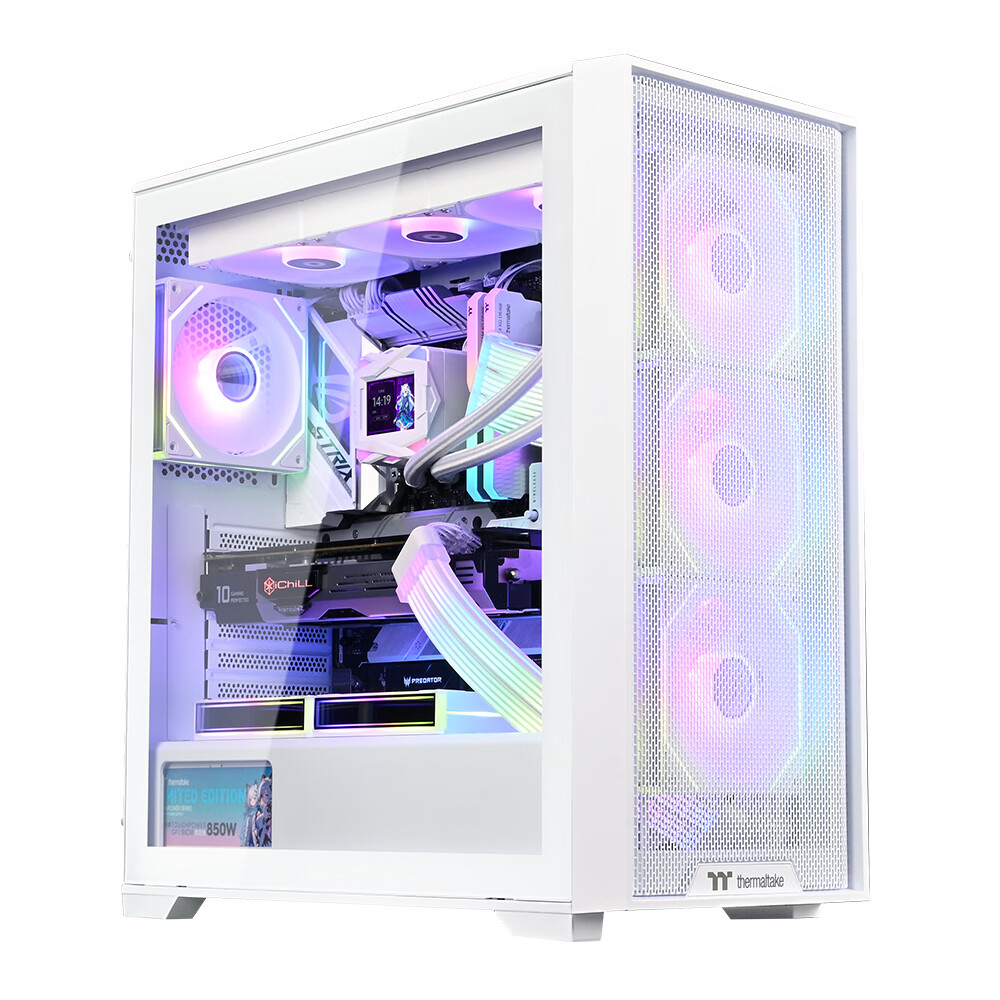 Thermaltake（Tt）钢影 风S 机箱水冷电脑主机（支持EATX/钢化玻璃侧透/支持360水冷/高兼容/4090显卡） 白色