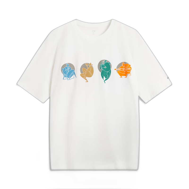 李宁CF溯丨短袖T恤男子25夏季新款圆领印花时尚潮流舒适休闲运动上衣 标准白-3 2XL