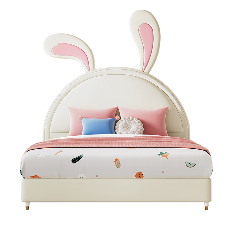 顾家家居儿童床女孩公主床单人卧室家具卡通可爱兔子床软包女童DS0039