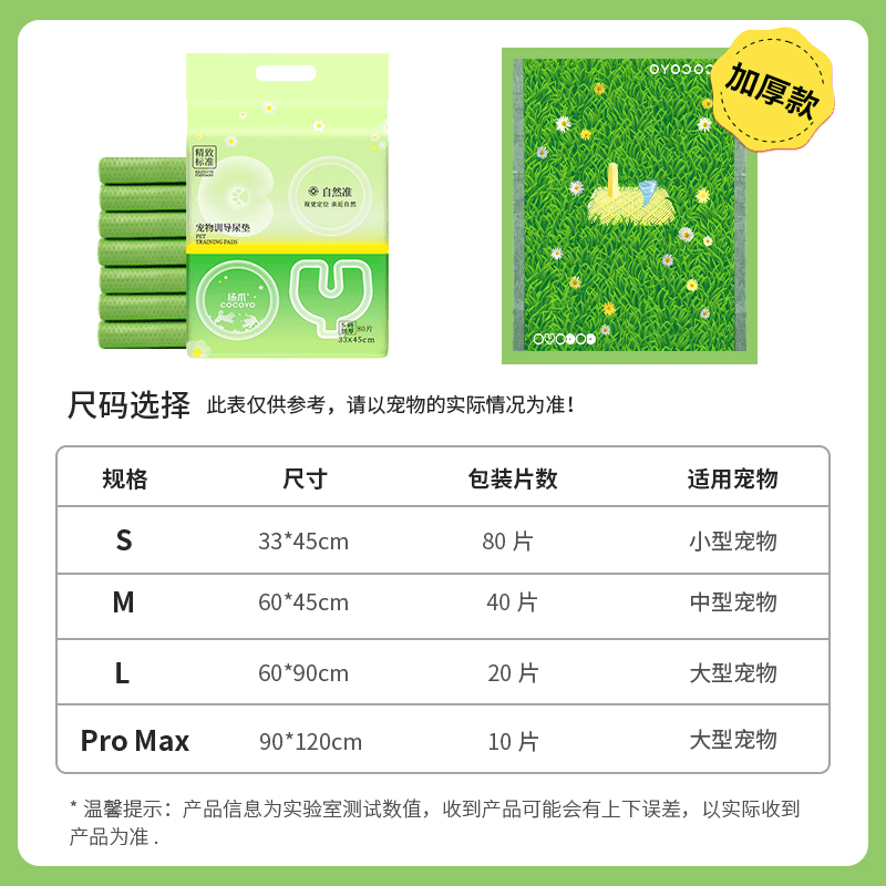 COCOYO狗狗尿墊除臭加厚吸水超大草地尿墊狗尿墊尿墊狗用寵物尿墊 草地尿墊 近自然 有背膠 超大號(hào)90*120- 有背貼