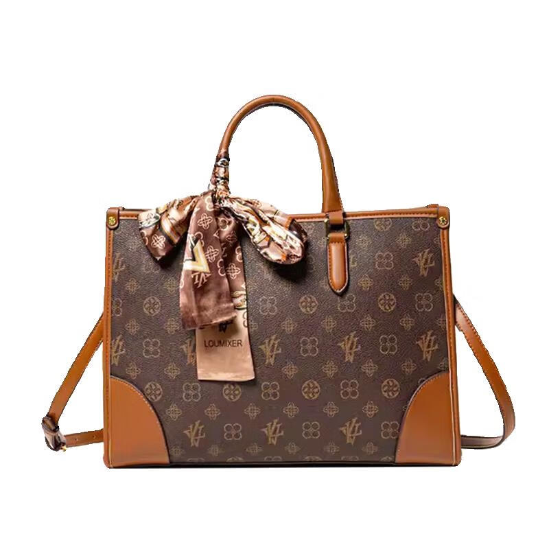 小香风儿包包女真皮感大容量手提包百搭单肩斜挎包通勤托特包