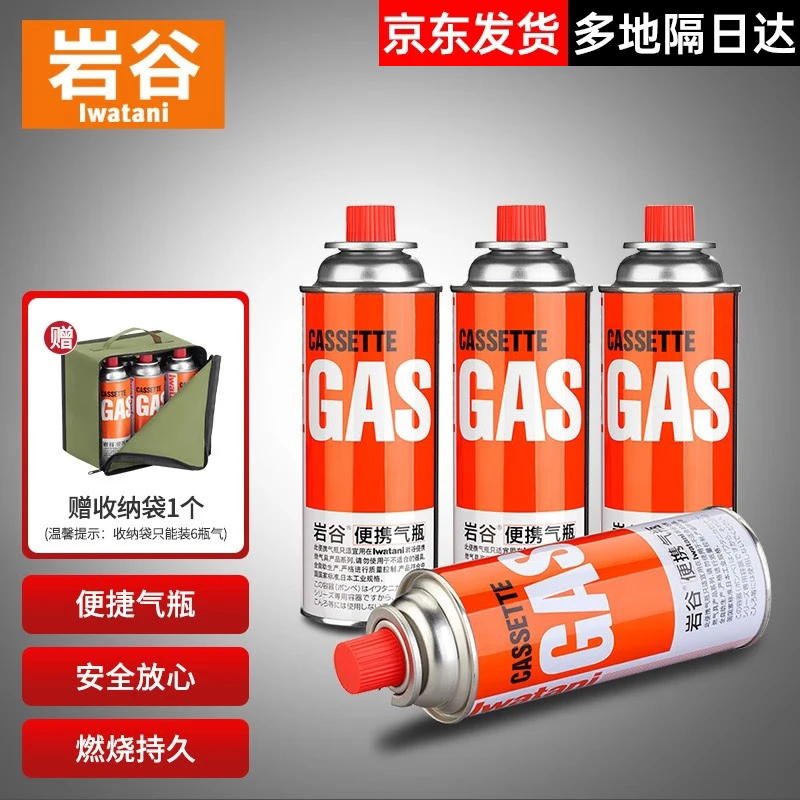 岩谷（Iwatani）户外 便携卡式炉气罐燃气瓶 喷枪丁烷气瓦斯罐装气体 岩谷正品250g*4+收纳袋