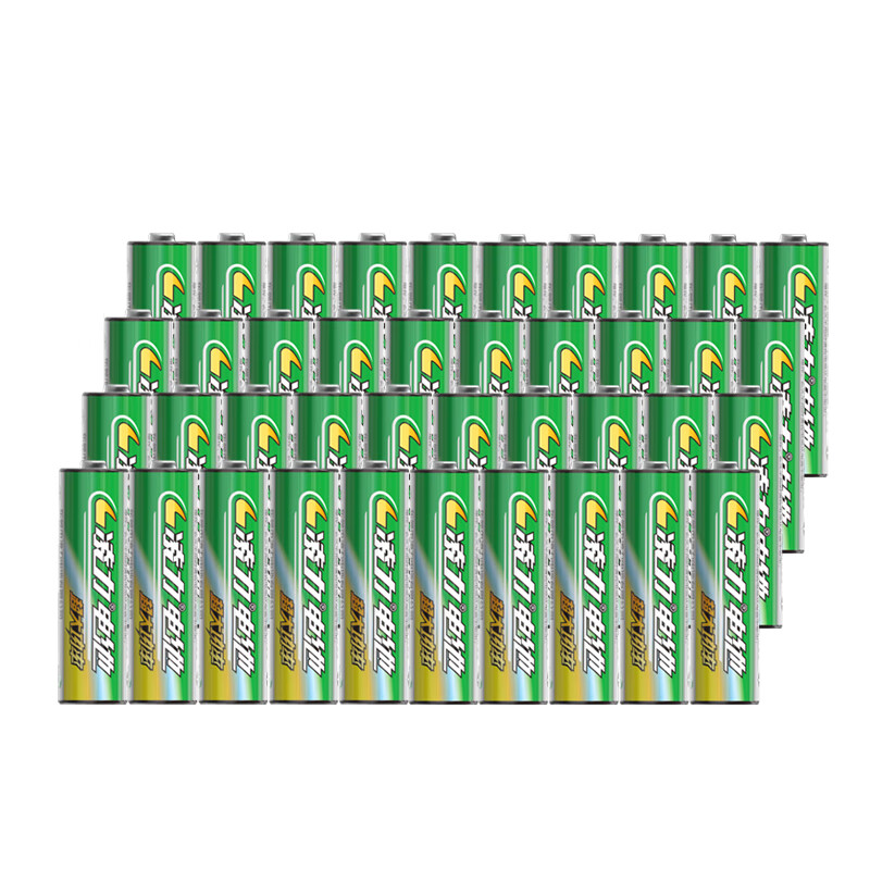 凌力传统绿碳 P形碳性电池 遥控电池 5号AA【40粒盒装】2027年10月到期