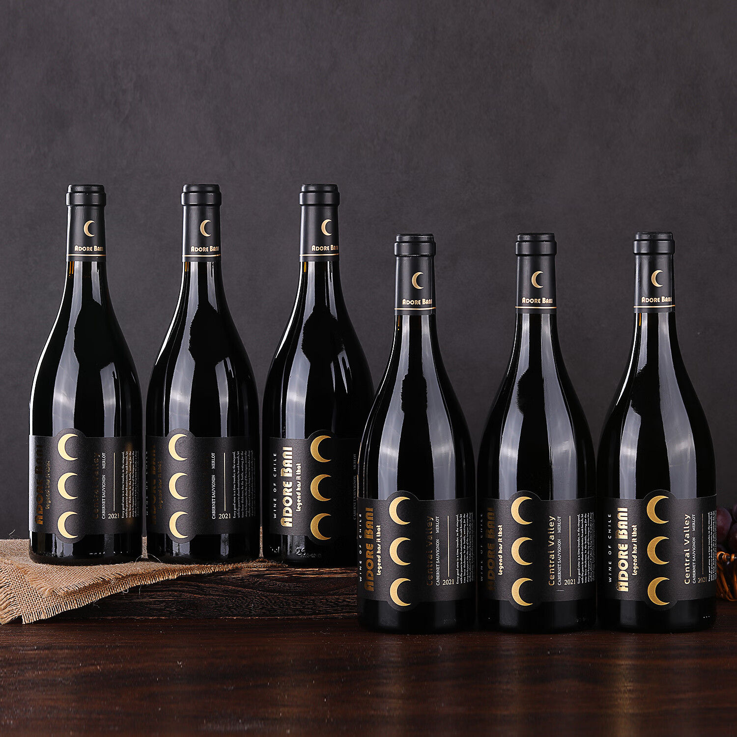 爱慕巴骊ADORE BANI智利进口干红葡萄酒赤霞珠梅洛混酿红酒750ml节日聚会 6瓶整箱装750ml传说(黑)