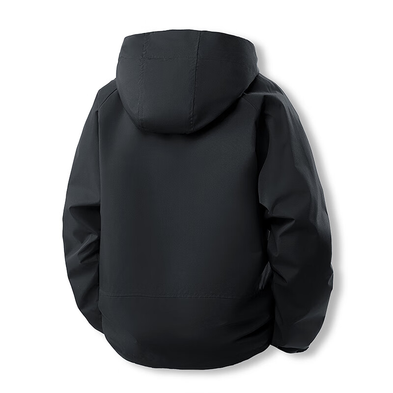 皮尔卡丹春季户外防风防水薄款冲锋衣男女同款单冲情侣款夹克外套登山服 黑色 L