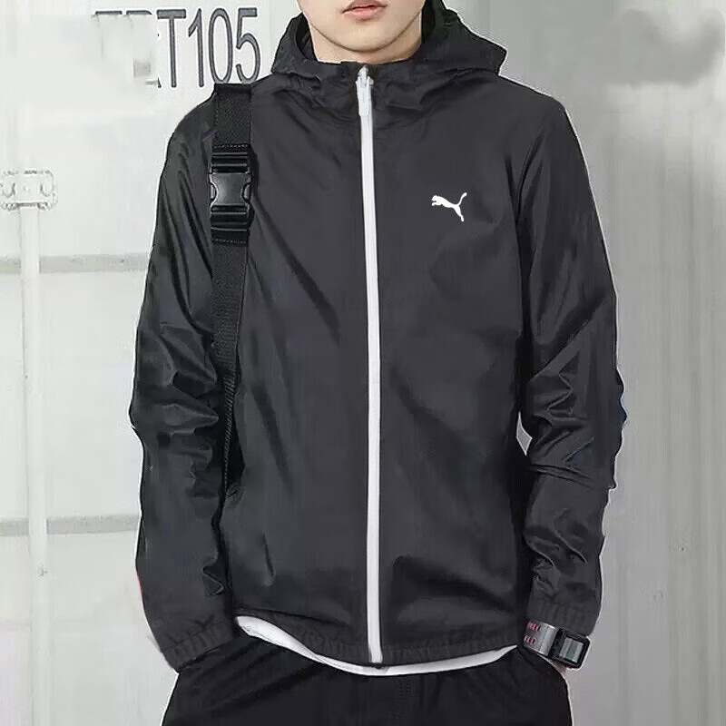 彪马（PUMA）外套男 2026春季新款休闲防风上衣宽松运动服行政梭织快干夹克男 【主推款】黑色/梭织连帽/100%聚酯纤维 M 175/推荐体重120-140斤