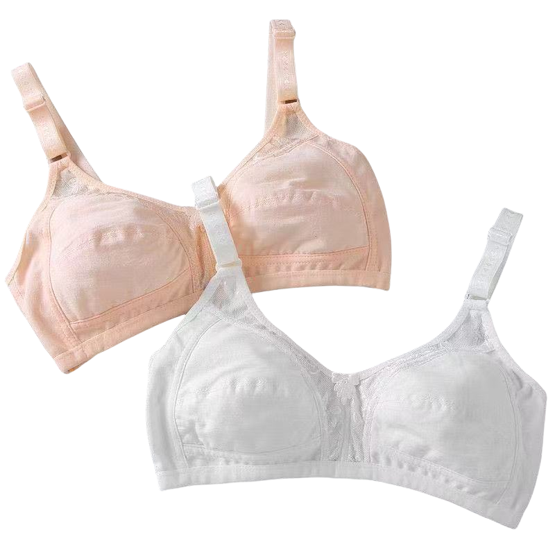 浪莎（LangSha）中年媽媽蕾絲內(nèi)衣女聚攏收副乳夏季白色純棉超薄美背無鋼圈文胸罩 白色+膚色【舒適透氣】 3XL -42/95BC通杯 【送延長扣】