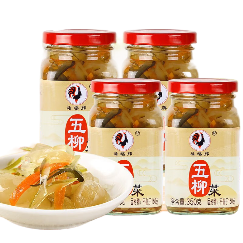 致美齋五柳菜嶺南糖醋漬菜五柳炸蛋 腌黃瓜蘿卜什錦下飯菜 350g*4瓶