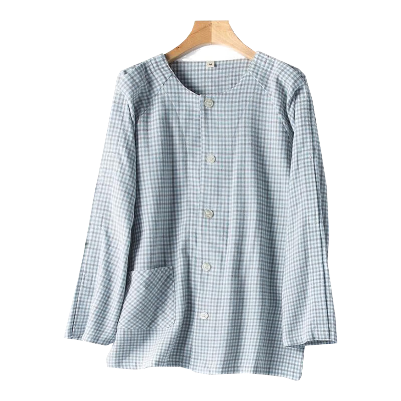 瀚會護(hù)理服易穿脫護(hù)理褲男款春秋術(shù)后骨折褲病人衣服癱瘓臥床康復(fù)睡衣 【男款上衣】灰格 L （建議140-160斤）