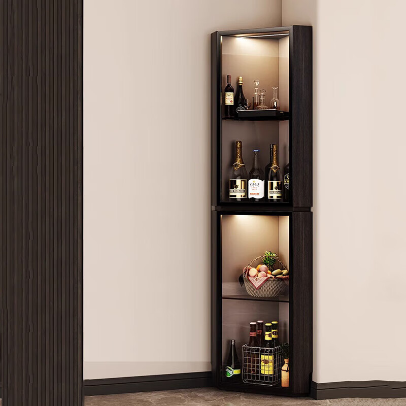 缦宛木意式极简转角柜墙角柜客厅展示柜三角柜拐角靠墙置物架玻璃门