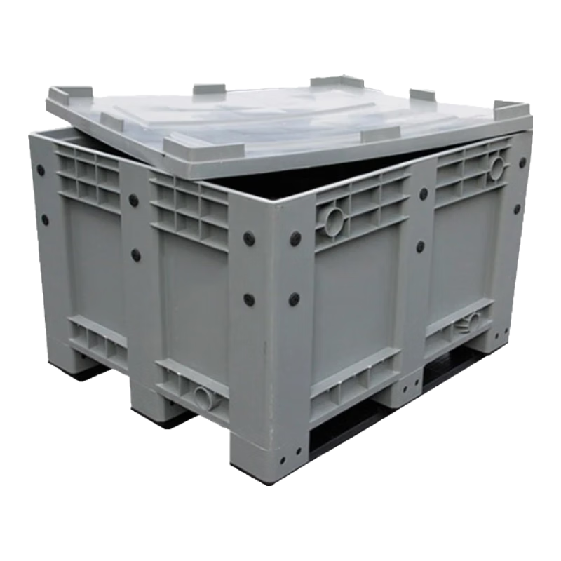 和一可塑 塑料卡板箱配蓋箱式特大號托盤(pán)物流箱周轉箱1210叉車(chē)托盤(pán)卡板箱筐 封閉帶蓋藍色1200*1000*760