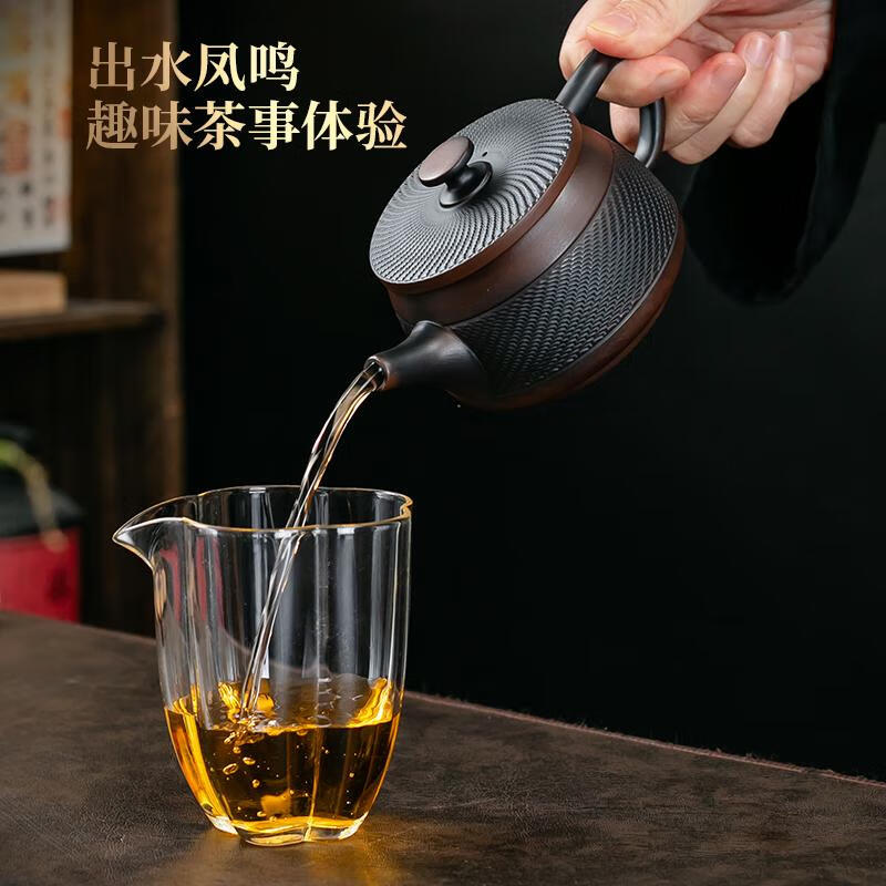 妙普乐高端品牌全手工云南紫陶凤鸣茶壶家用泡可悬停旋汉瓦壶大容 紫陶悬停汉瓦壶跳