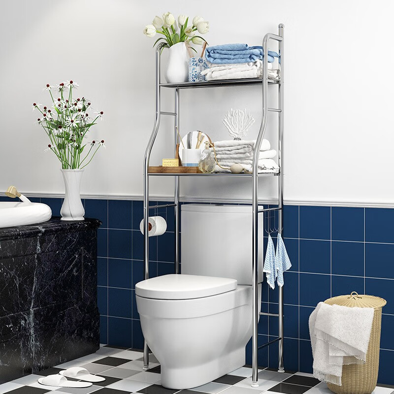 唯良衛(wèi)生間置物架落地浴室收納架多層不銹鋼洗衣機(jī)架子馬桶廁所儲(chǔ)物架 2層馬桶架【不銹鋼材質(zhì)】