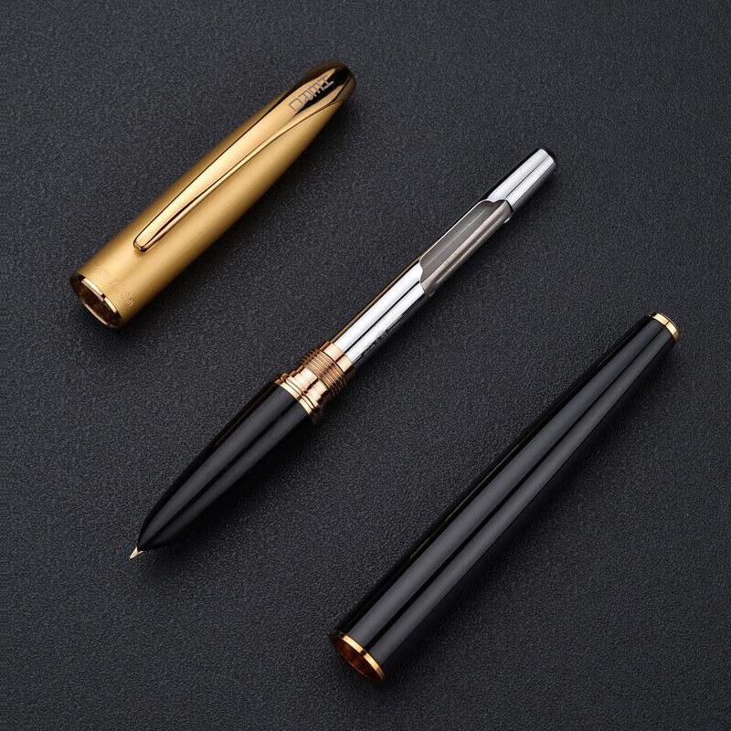 英雄（HERO）【10K金笔】1000钢笔经典暗尖钢笔商务学生练字笔硬笔书法笔签字笔生日礼物可定制钢笔 黑杆金帽10K金笔（约0.5mm）