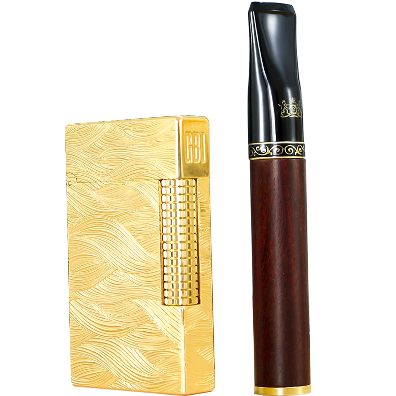 大船煙嘴過(guò)濾器粗中細三用檀木循環(huán)型可清洗實(shí)木四重過(guò)濾嘴送爸爸禮物 血檀老樹(shù)煙嘴+大漠狂沙金色 1支