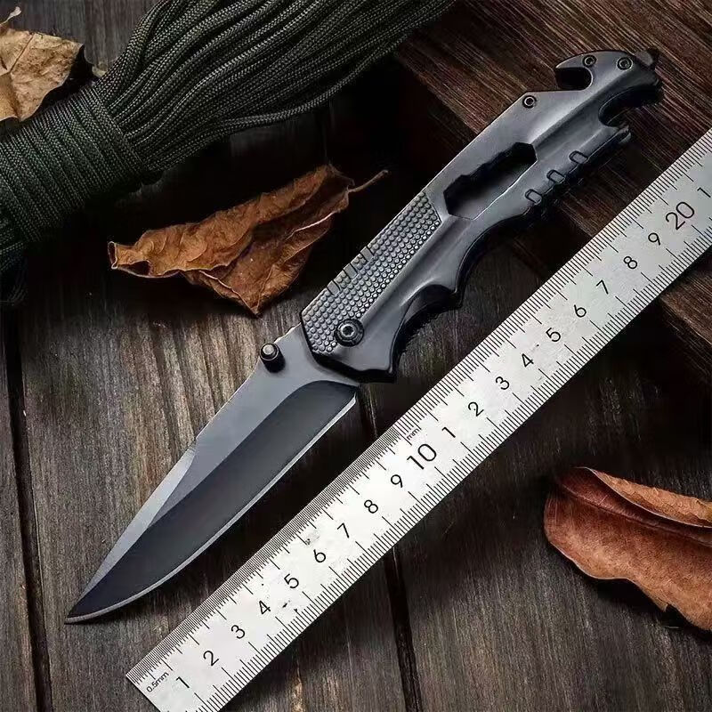 防身折叠刀户外水果刀武器多功能特种军刀野外生存露营便携随身刀 全钢折叠刀黑 京东折扣/优惠券