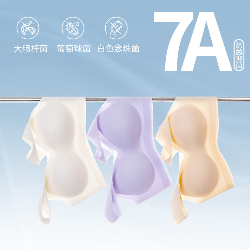 润微买一送一无痕内衣女小胸聚拢舒适透气抑菌上托收副乳文胸罩 裸肤色 M （建议75ABC）90-105斤