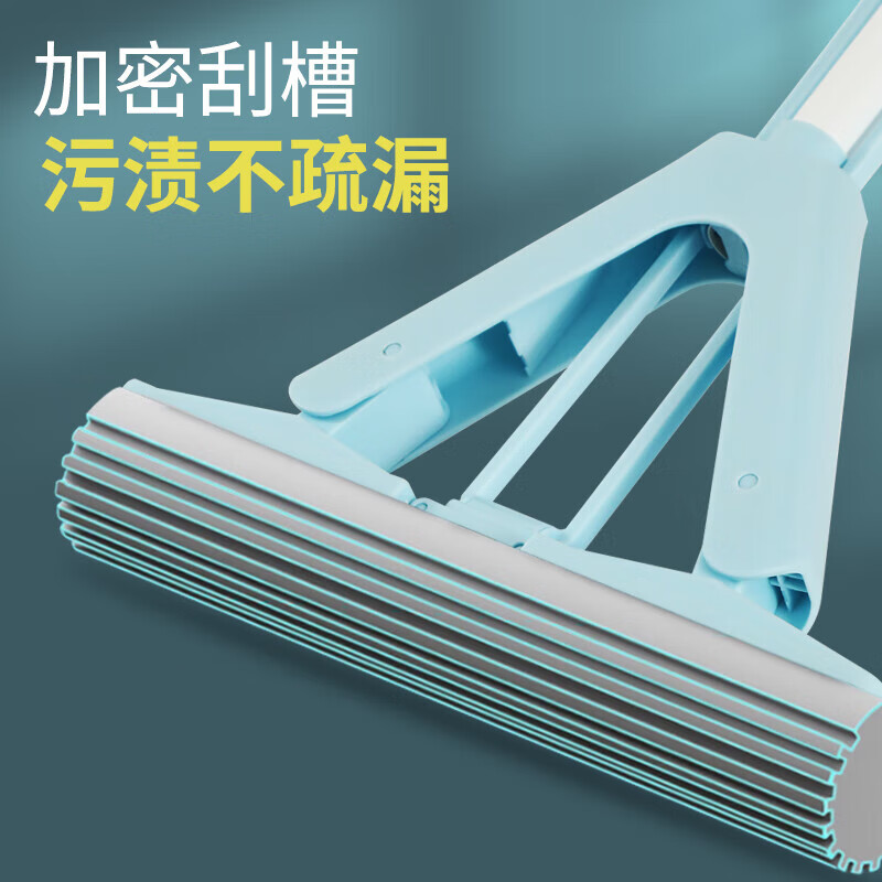 妙洁免手洗强效吸水懒人拖把90°对折挤水胶拖胶棉强效家用地拖卫生间 90°对折挤水胶拖-28cm