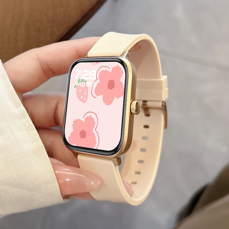 小米手机通用watch5智能手表女通话支付血压心率睡眠运动跑步手环 奶油粉【蓝牙通话|语音助手|DIY表盘】