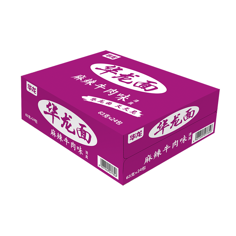 今麦郎华龙面 方便面 泡面 干脆面干吃面袋装 麻辣牛肉味整箱装63g*24袋