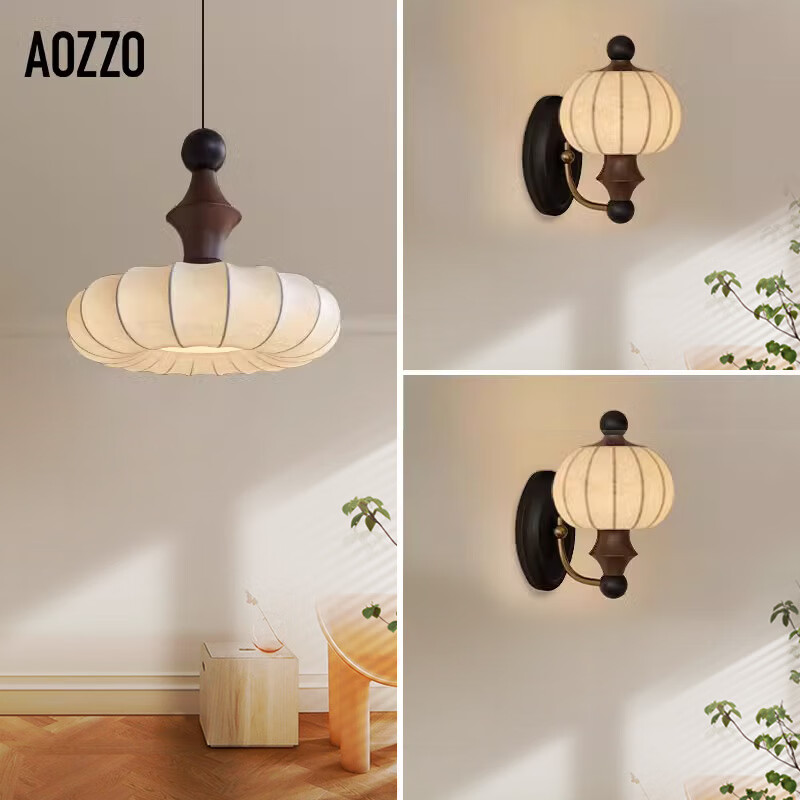 奧朵 AOZZO竹節(jié)中古臥室吊燈法式復(fù)古風(fēng)餐廳吊燈高級(jí)感主臥房間實(shí)木燈具 【人氣】臥室+兩床頭TCLE8048