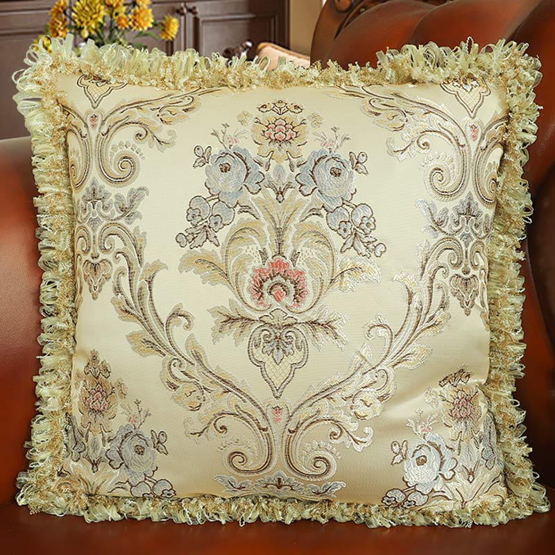 茗芮居輕奢抱枕客廳沙發(fā)高端靠枕套歐美風(fēng)格沙發(fā)靠墊歐式客廳家用靠枕套 米色~陽光海岸~穗須款 50*50cm抱枕套+芯]