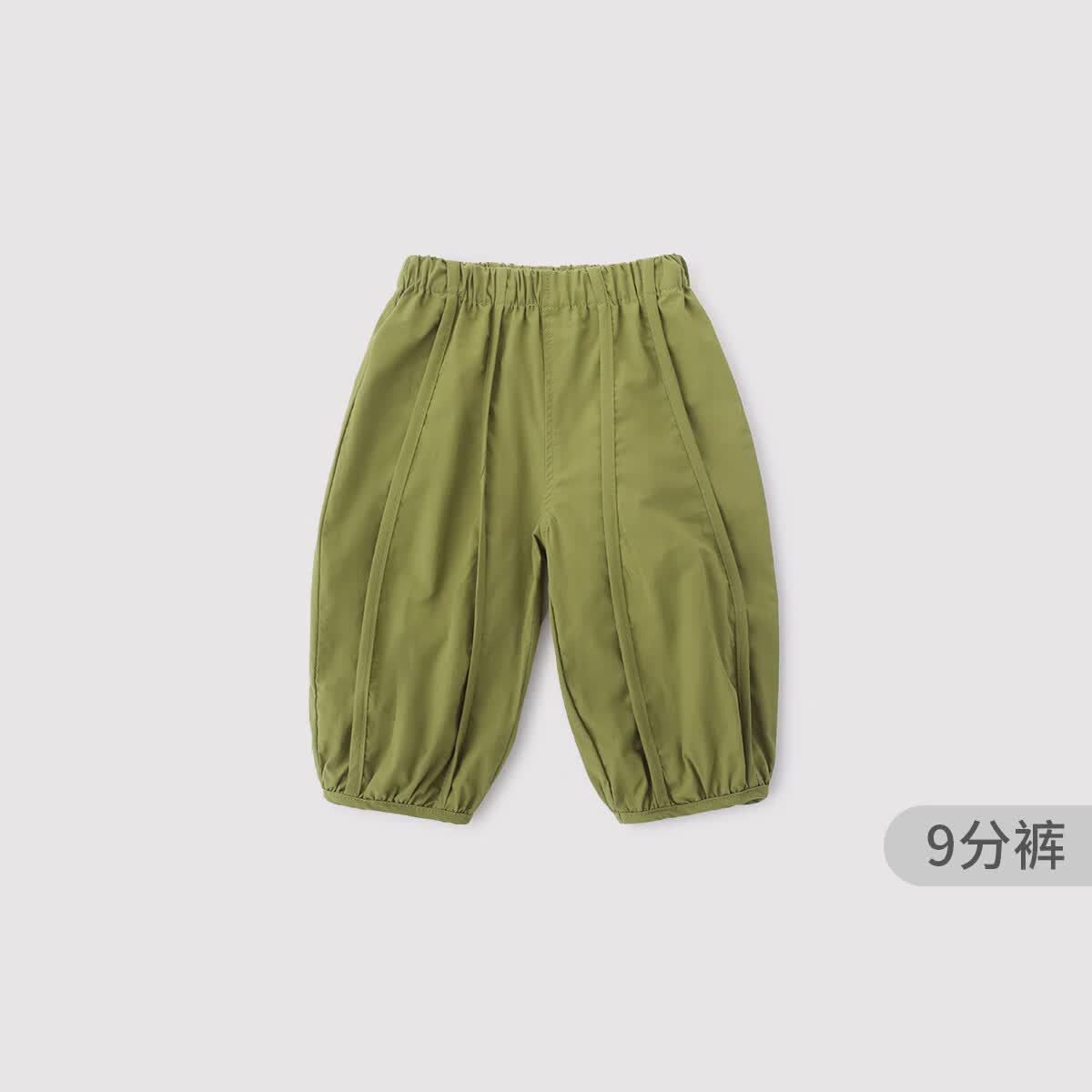 巴厘小猪儿童休闲裤2025新款夏季宝宝薄款长裤纯棉男童夏款百搭女童裤子 茶绿色 100