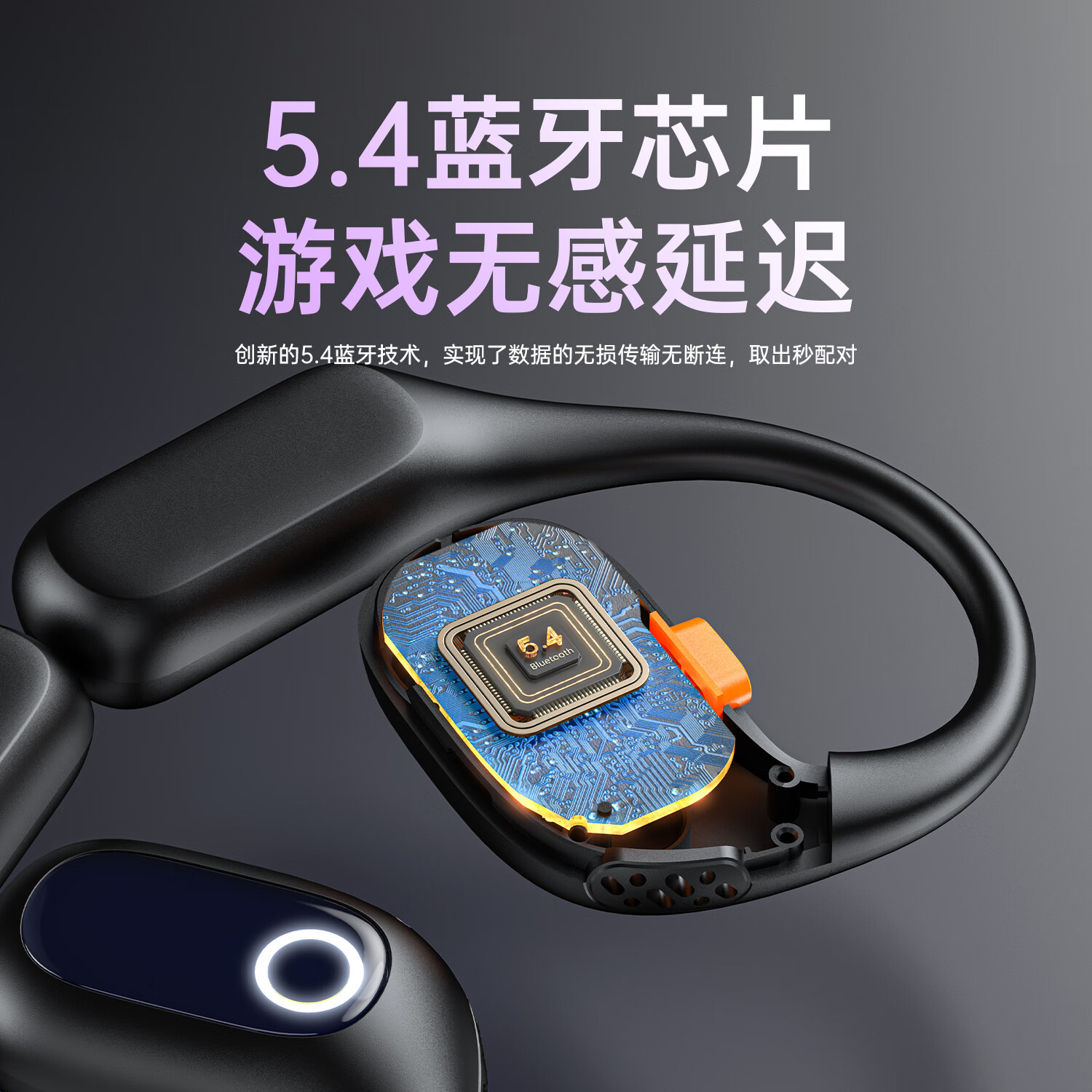 BYZ蓝牙耳机s500无线运动耳机挂耳式超长续航开放式不入耳ENC通话降噪 紫蓝