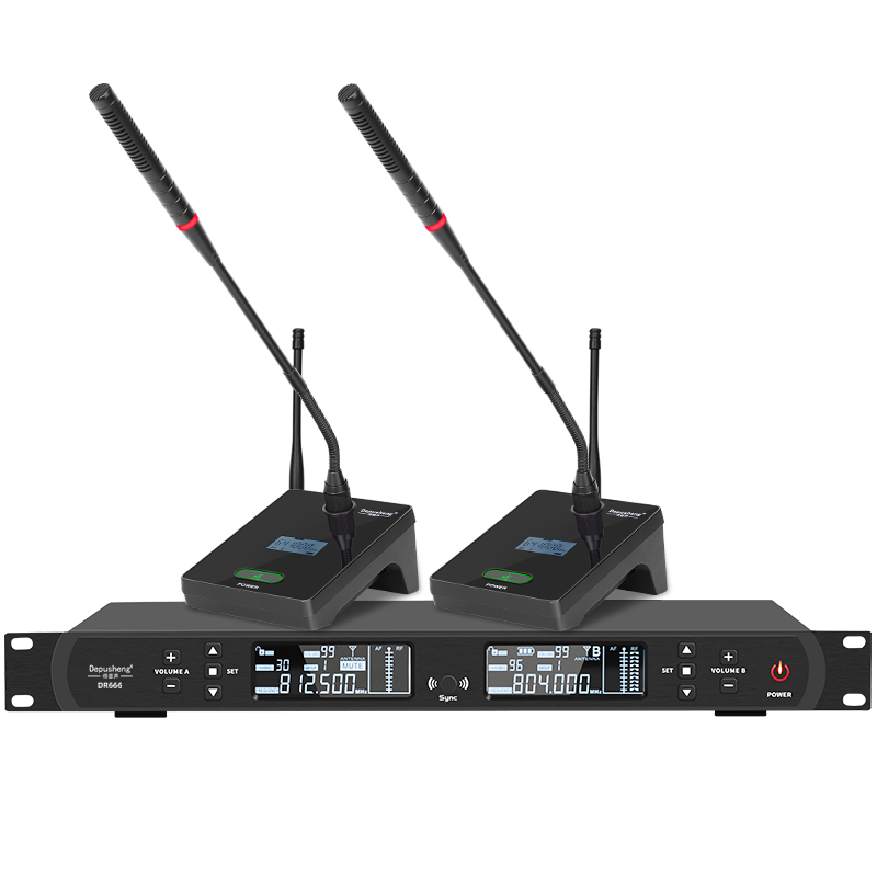 depushengDR666無(wú)線(xiàn)會(huì )議話(huà)筒專(zhuān)業(yè)一拖二演講培訓開(kāi)會(huì )舞臺演出學(xué)校演講U段遠距離收音防嘯叫桌面鵝頸麥克風(fēng)