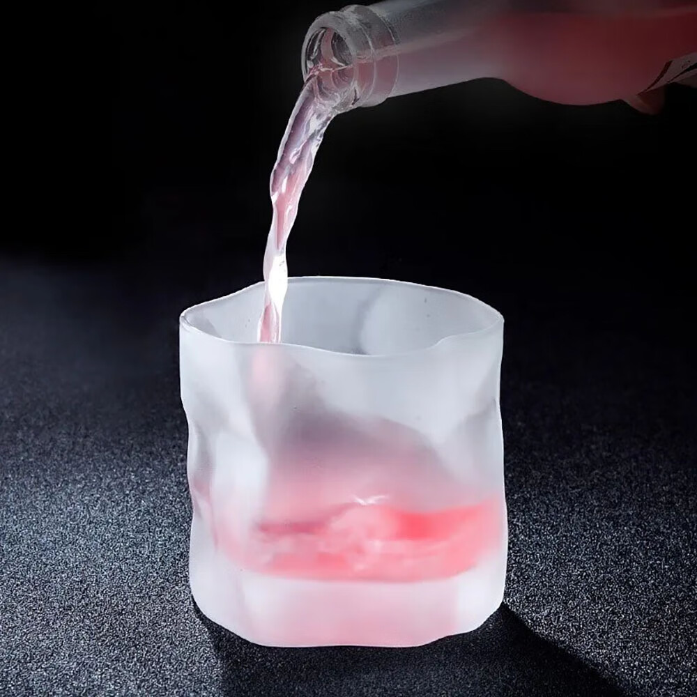 【严选好物】创意折纸杯扭扭杯酒吧威士忌啤酒杯玻璃杯水杯洋酒杯 透明 180ml