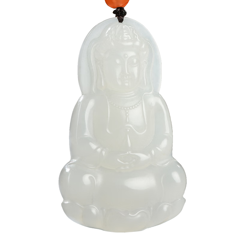 龍徽珠寶和田玉觀(guān)音吊墜白玉觀(guān)音玉墜菩薩玉石玉佩生日禮物