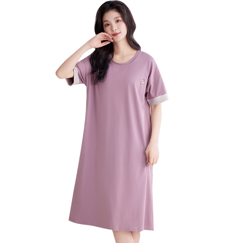 貓人女士睡衣睡裙女夏季莫代爾棉高級冰絲母親節(jié)送媽媽大碼家居服2XL