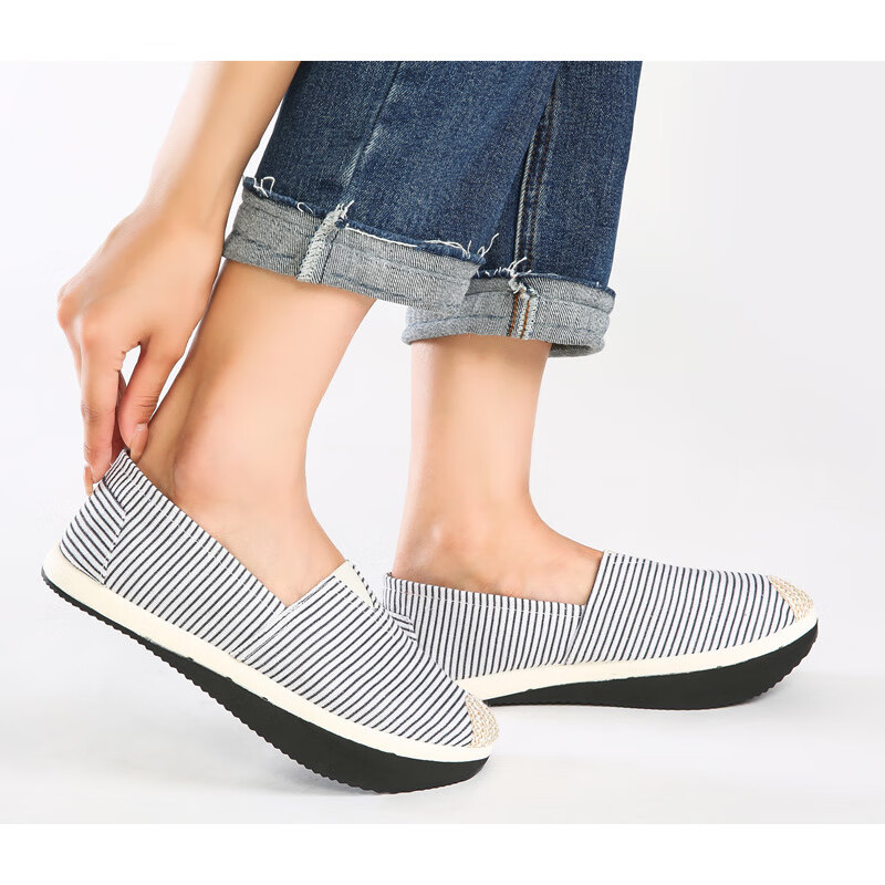 通用老北京负跟鞋女腰凸鞋骨盆前倾前高后低倒跟 黑细条 38