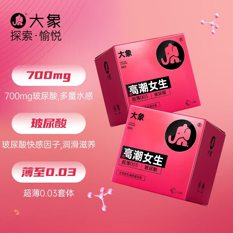 大象超薄裸入避孕套玻尿酸水润安全套女性高潮秒喷套计生避育套子byt 【高潮女生玻尿酸】003高潮女生10只