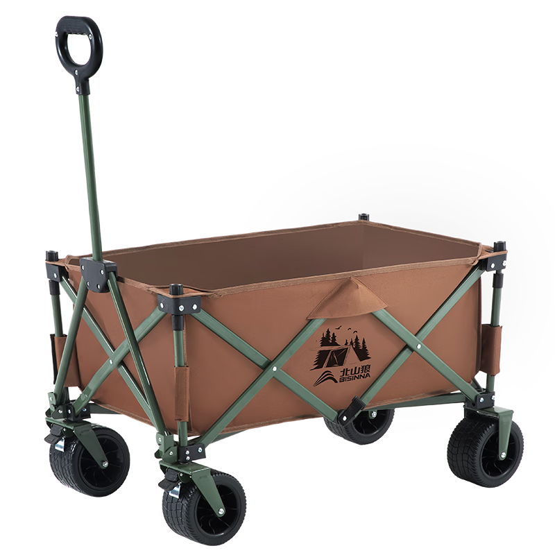 北山狼户外露营车推车大容量 聚拢营地车超大野营拖车 咖啡色 300L 有刹车 全地形+桌板