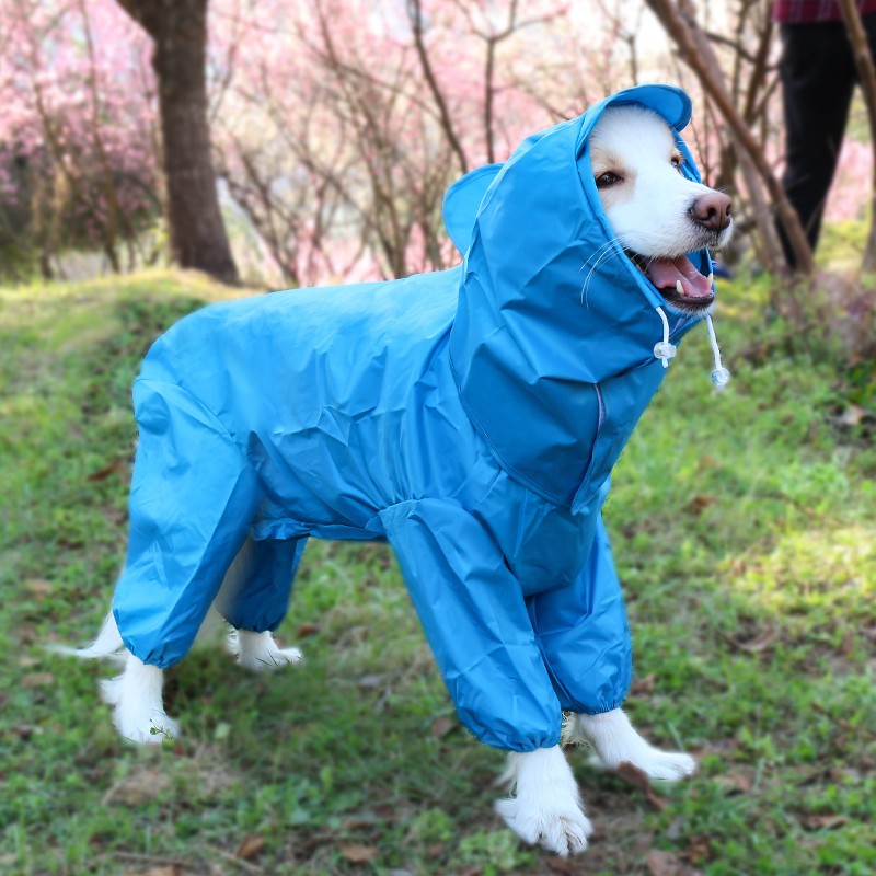 SLPC狗雨衣大型犬全包防水四脚狗狗雨披金毛大狗泰迪中小型犬宠物衣服 蓝色 全包 26（40-50斤）