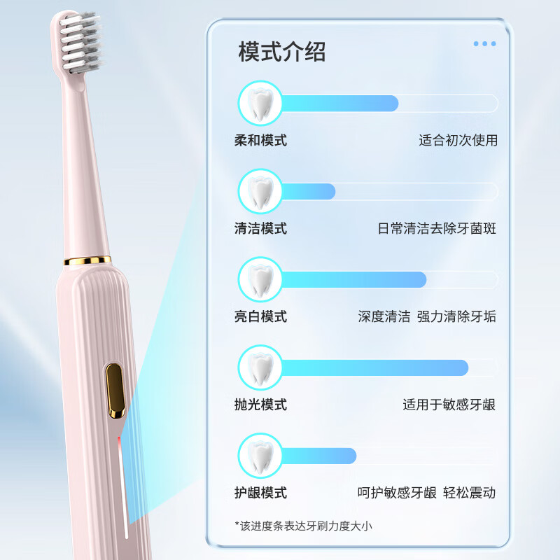 志高【同价11.11 】智能电动牙刷成人学生情侣声波牙刷结婚伴手礼红色锦鲤生日礼物双11送母亲送老师 Pro2-樱花粉【到手4刷头】