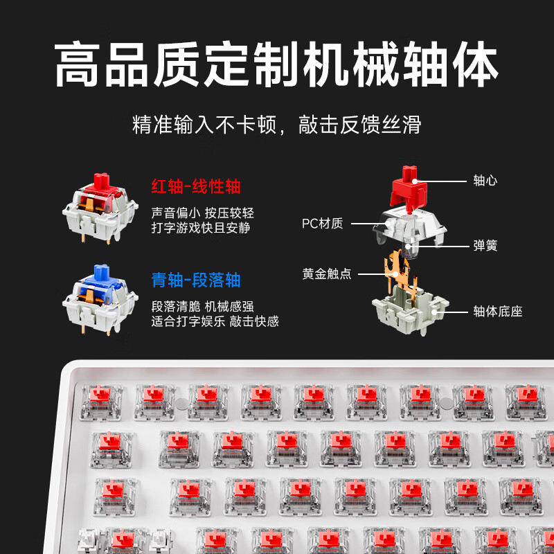 KEMOVE T63机械键盘蓝牙2.4g有线电竞游戏笔记本办公RGB灯效吃鸡全键无冲小键盘切换Mac键盘 T63 魅影黑 青轴