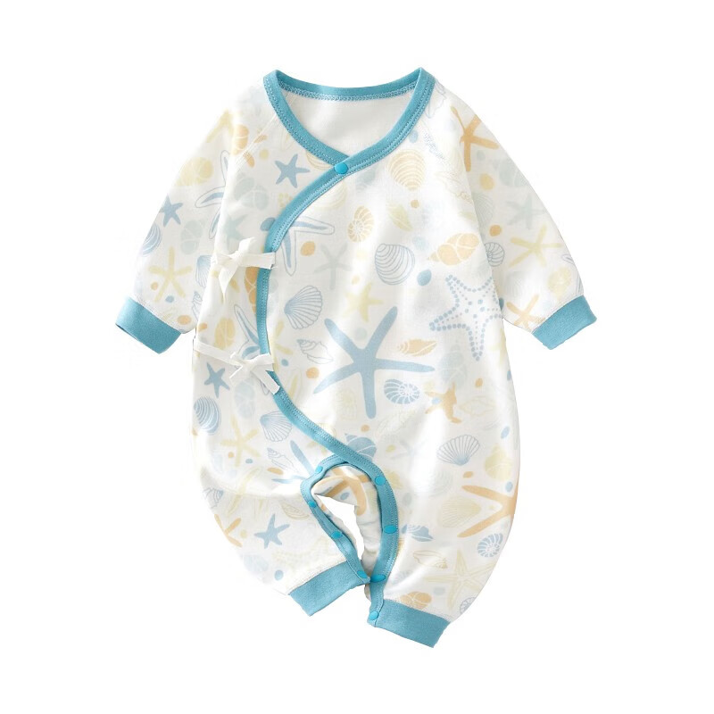 贝肽斯婴儿衣服春季纱布新生儿四季和尚服婴儿连体衣爬服精选 莫奈花园-蝴蝶衣 59 cm