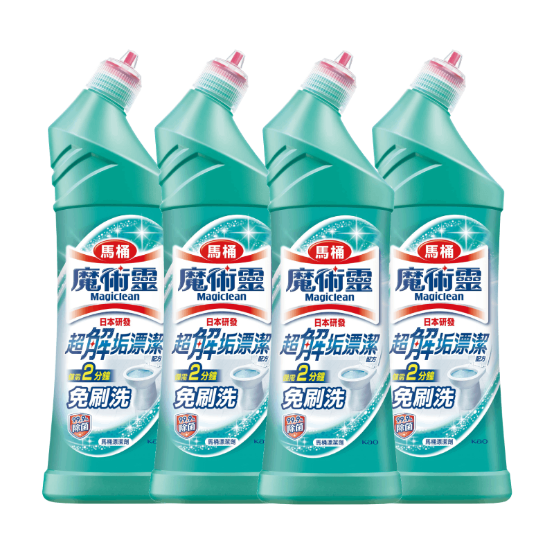 花王（KAO）免刷洗潔廁靈500ml*4瓶 99%除菌馬桶清潔劑潔廁液廁所清洗潔廁劑