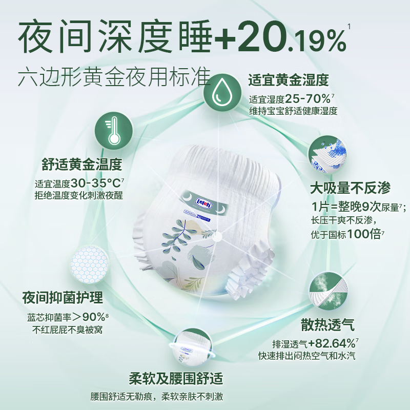 露安适(Lelch)植萃系列尿不湿婴儿超薄透气纸尿片干爽透气纸尿裤3包组合装 日用学走裤XL码42*3包