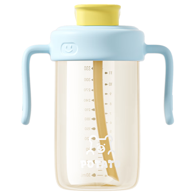 小土豆（potato）儿童水杯PP牛奶杯直饮吸管杯幼儿园开学2岁以上 330ml星芒蓝