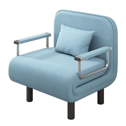 惠寻折叠沙发床一体两用折叠床客厅单人沙发床多功能布艺伸缩床可拆洗 蓝色-190*80cm