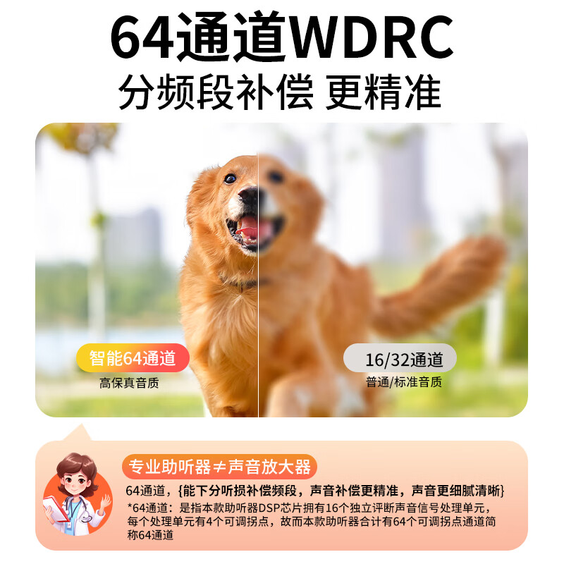 嘉鸥不入耳开放式64通道助听器TC1600重度耳聋耳背智能降噪年轻人蓝牙 旗舰款|64通道WDRC|轻中重度用/蓝牙二合一