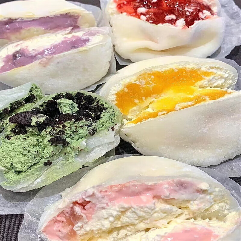 盛京天禄雪媚娘冷冻甜品大福爆浆糯米糍蛋糕日式冰皮麻薯雪胖子 草莓蓝莓芒果抹茶奥利奥80g各1盒