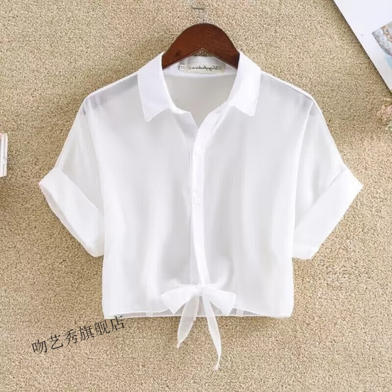 吊带裙的小外搭夏季短袖搭配吊带裙的小外套小个子夏天小披肩女 白色