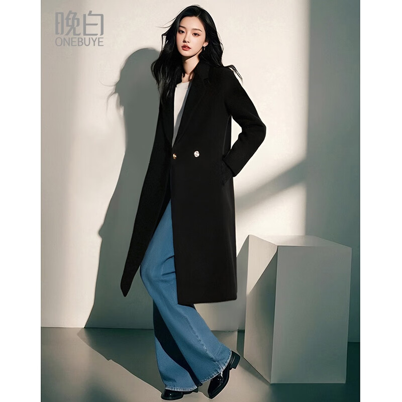 晚白 双面呢羊毛大衣女冬款洋气中长款百搭外套