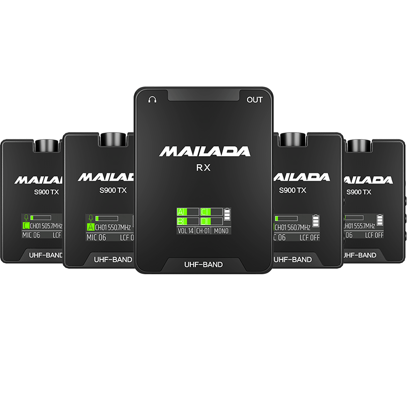 麦拉达（mailada） S900Q无线小蜜蜂话筒无线话筒领夹式手机直播音响设备单反相机收音麦一拖四采访麦录音麦克风 
