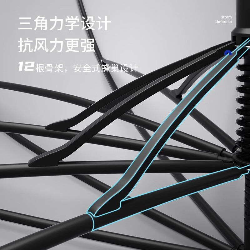 WCZ日本雨伞男士大号直杆长柄雨伞加固加厚结实抗风暴雨家用批量定制 沉稳黑-135㎝超大 12骨